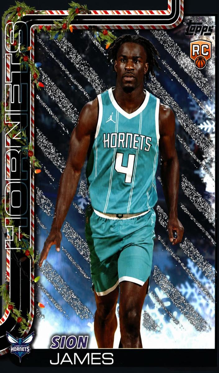 2025 Topps Holiday Basketball Blue Metallic Glitter Holiday Sion James #H193