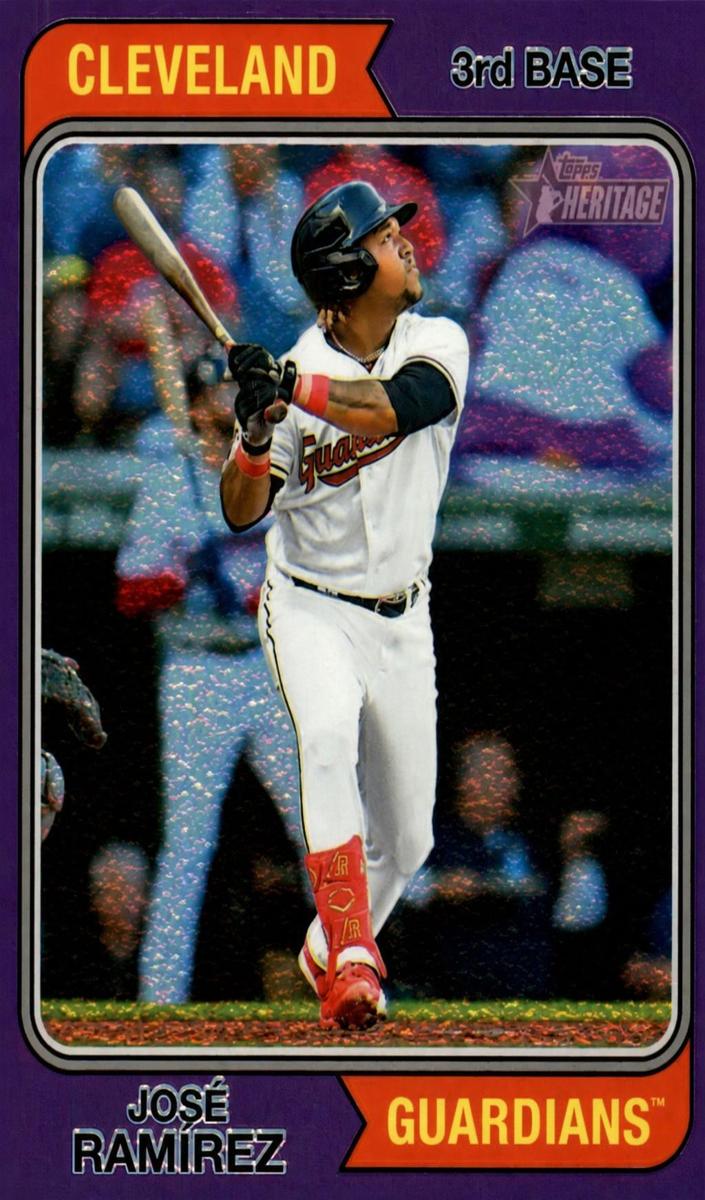 2023 Topps Heritage Baseball Purple Hot Box Refractor Jose Ramirez #11