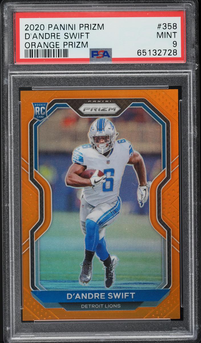 2020 Panini Prizm Football Orange Prizm D'Andre Swift #358 PSA 9