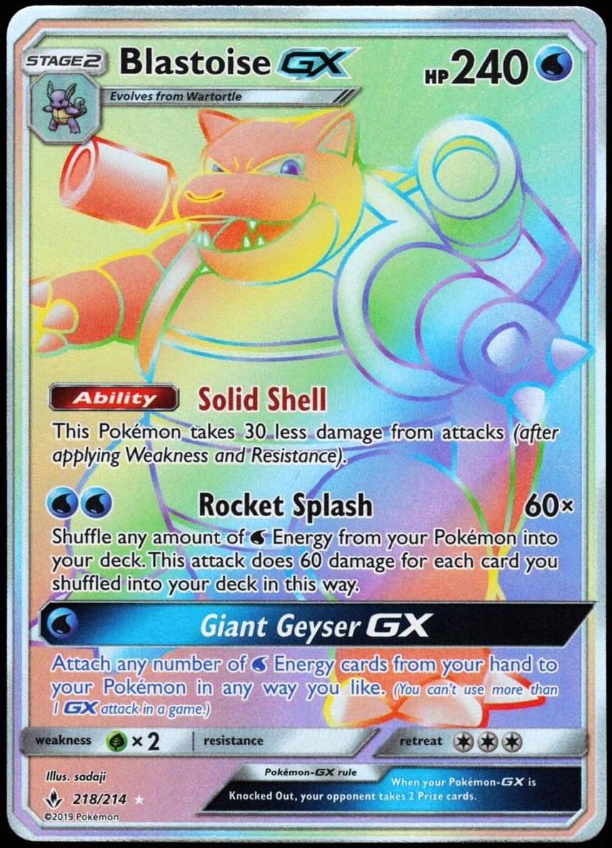 2019 Pokemon Sun & Moon Unbroken Bonds Blastoise #218 PSA 9