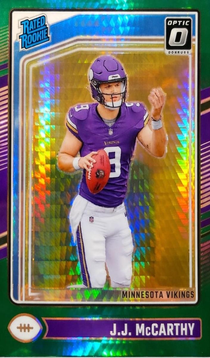 2024 Donruss Optic Football Green Hyper J.J. McCarthy #235 PSA 9