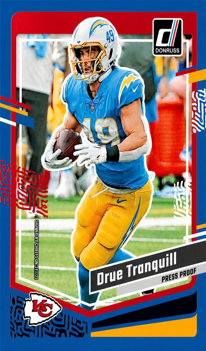 2023 Panini Donruss Football Press Proof Blue Drue Tranquill #156