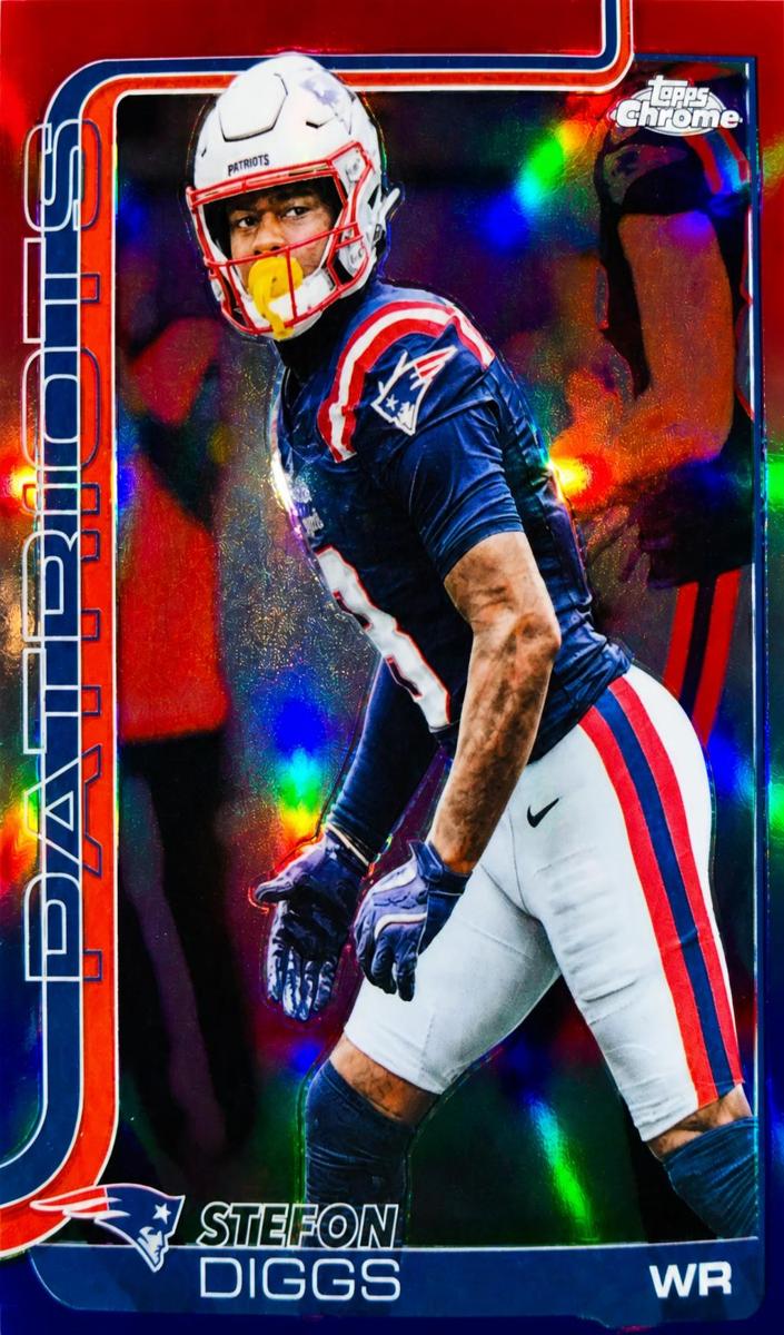 2025 Topps Chrome Football Red White and Blue Refractor Stefon Diggs #205