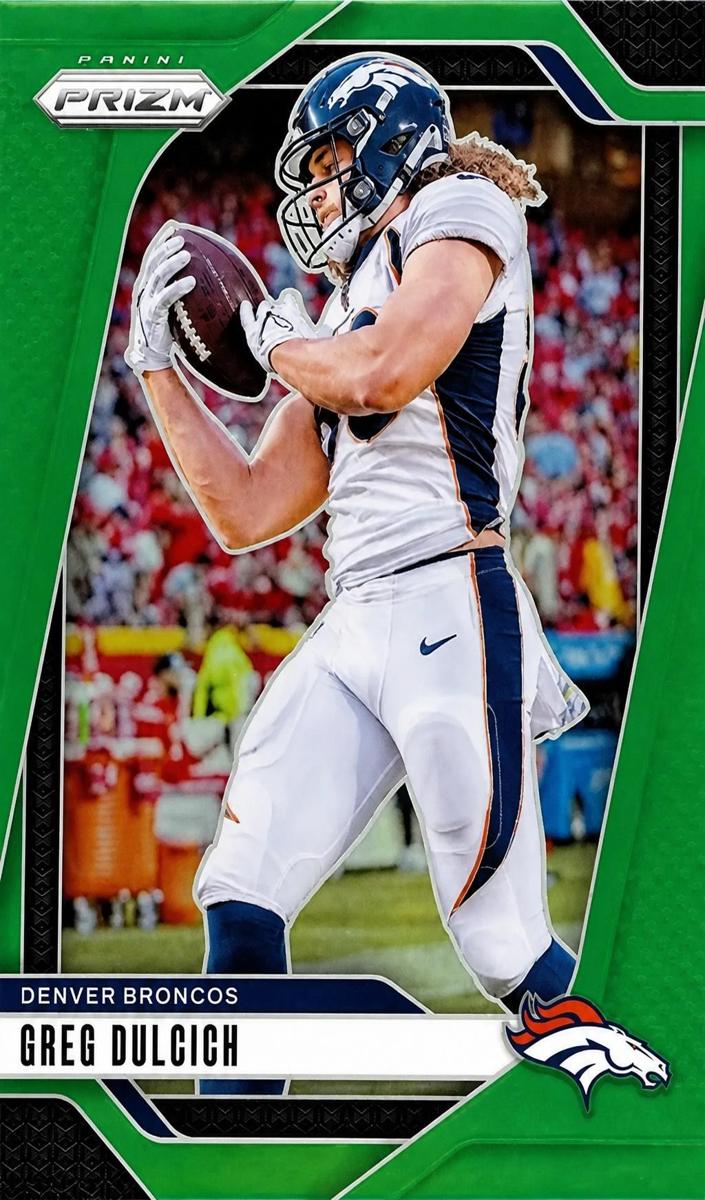 2024 Panini Prizm Football Green Greg Dulcich #85 PSA 10