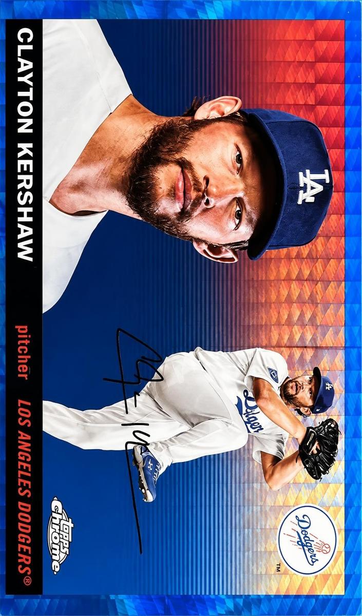 2025 Topps Chrome Platinum Baseball Blue Prism Refractor Clayton Kershaw #27