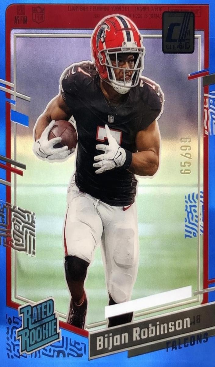 2023 Panini Clearly Donruss Football Blue Bijan Robinson #53 PSA 8.5