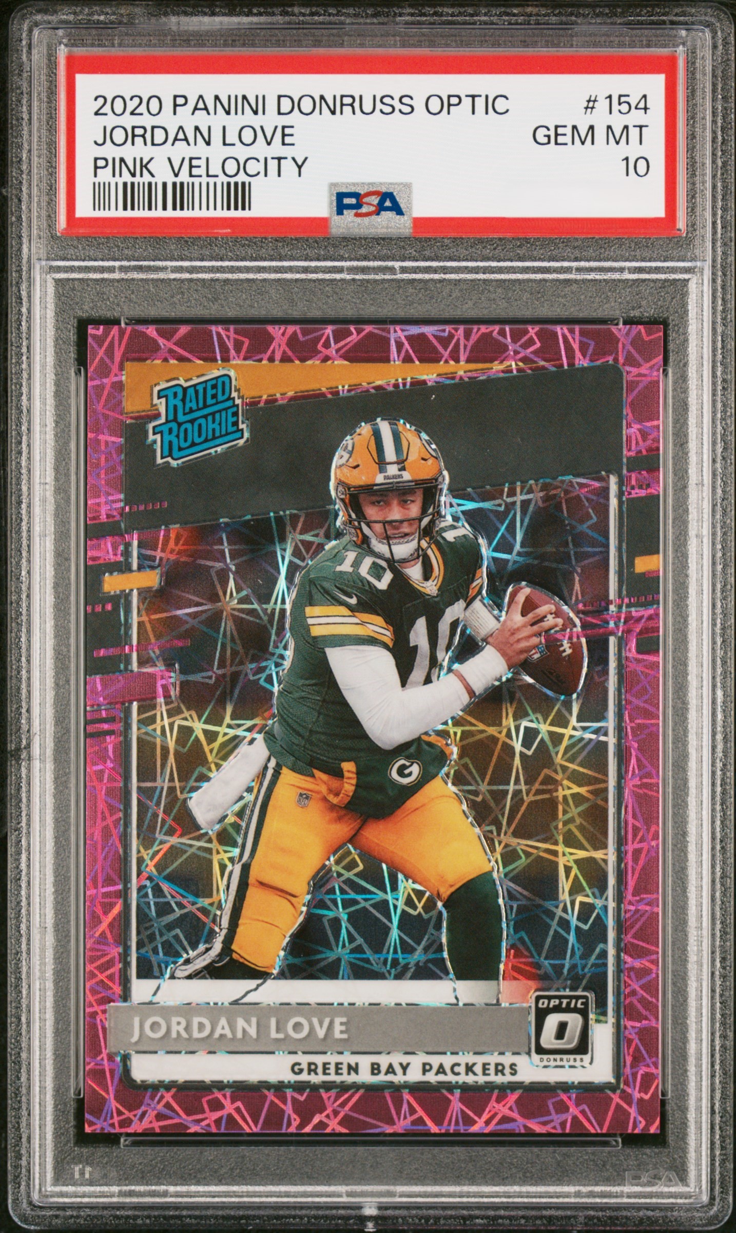 2020 Donruss Optic Football Pink Velocity Jordan Love #154 PSA 9