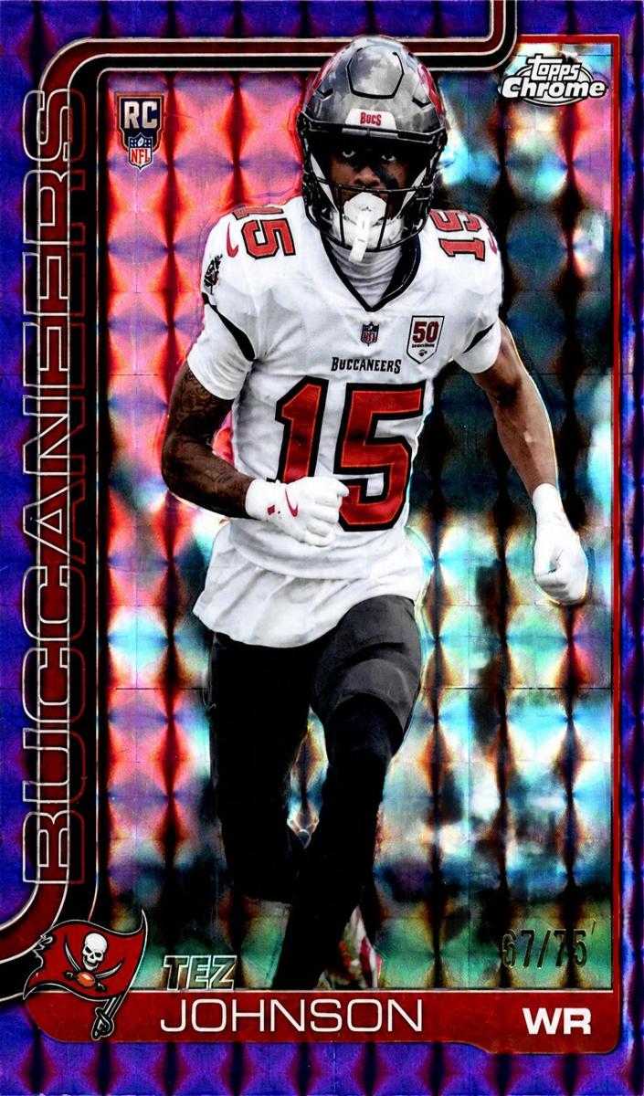 2025 Topps Chrome Football Purple Geometric Refractor Tez Johnson #342