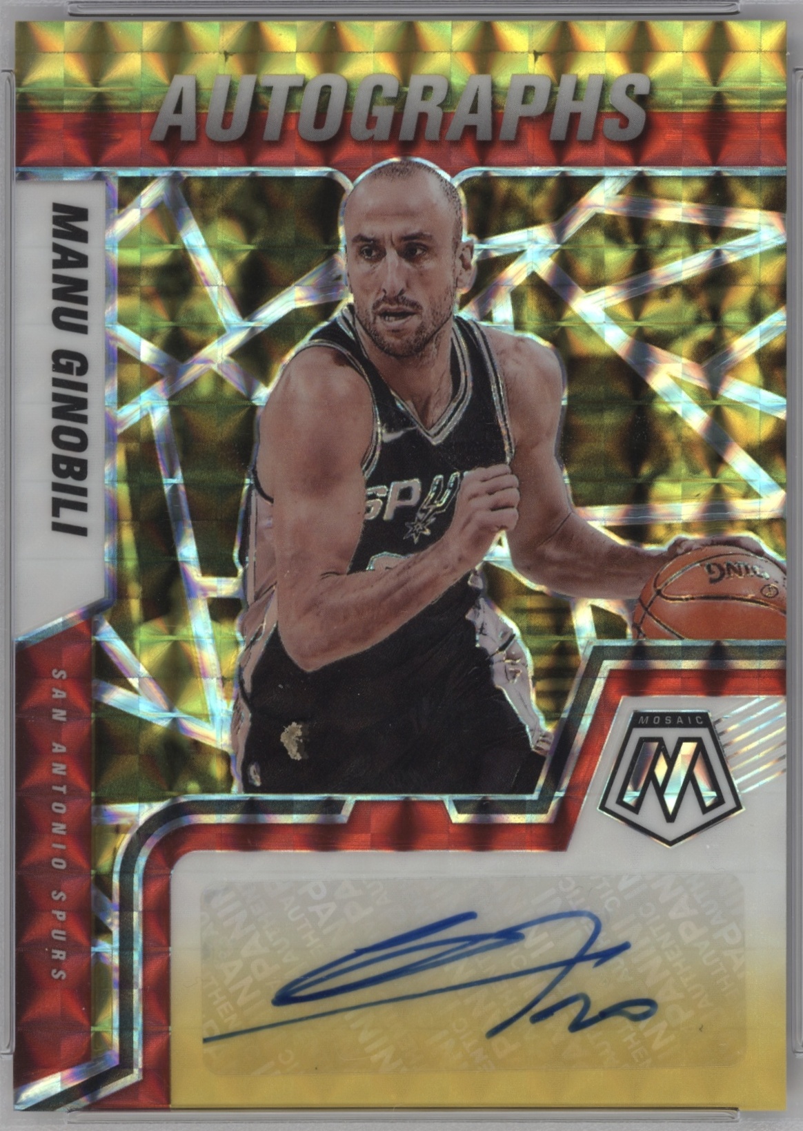 2021 Panini Mosaic Basketball Choice Fusion Red & Yellow Manu Ginobili #AM-MGB