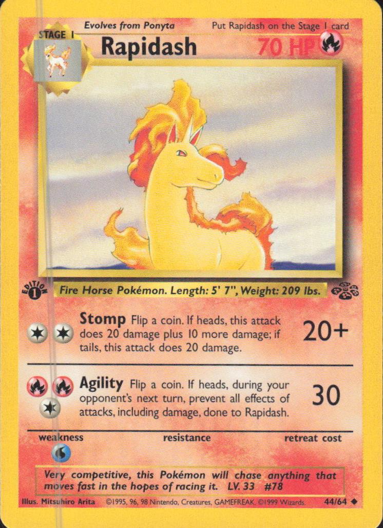 1999 Pokemon Jungle 1st Edition Rapidash #44 PSA 9