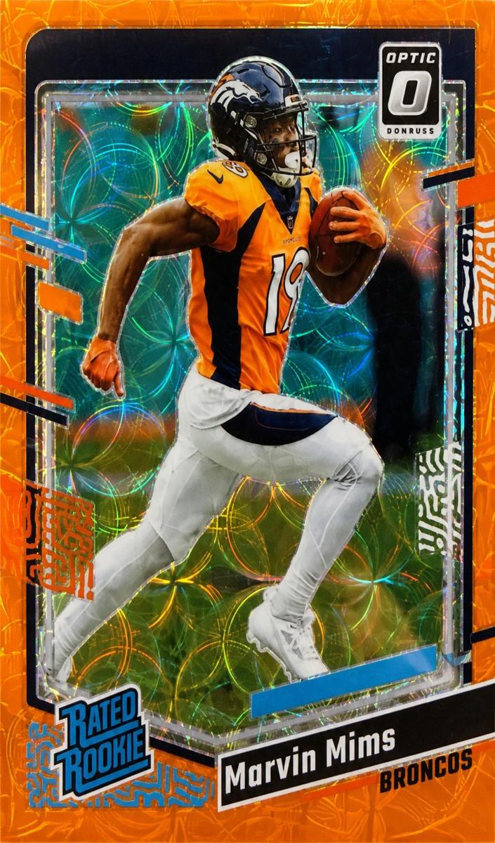 2023 Donruss Optic Football Orange Scope Marvin Mims #231 PSA 8.5