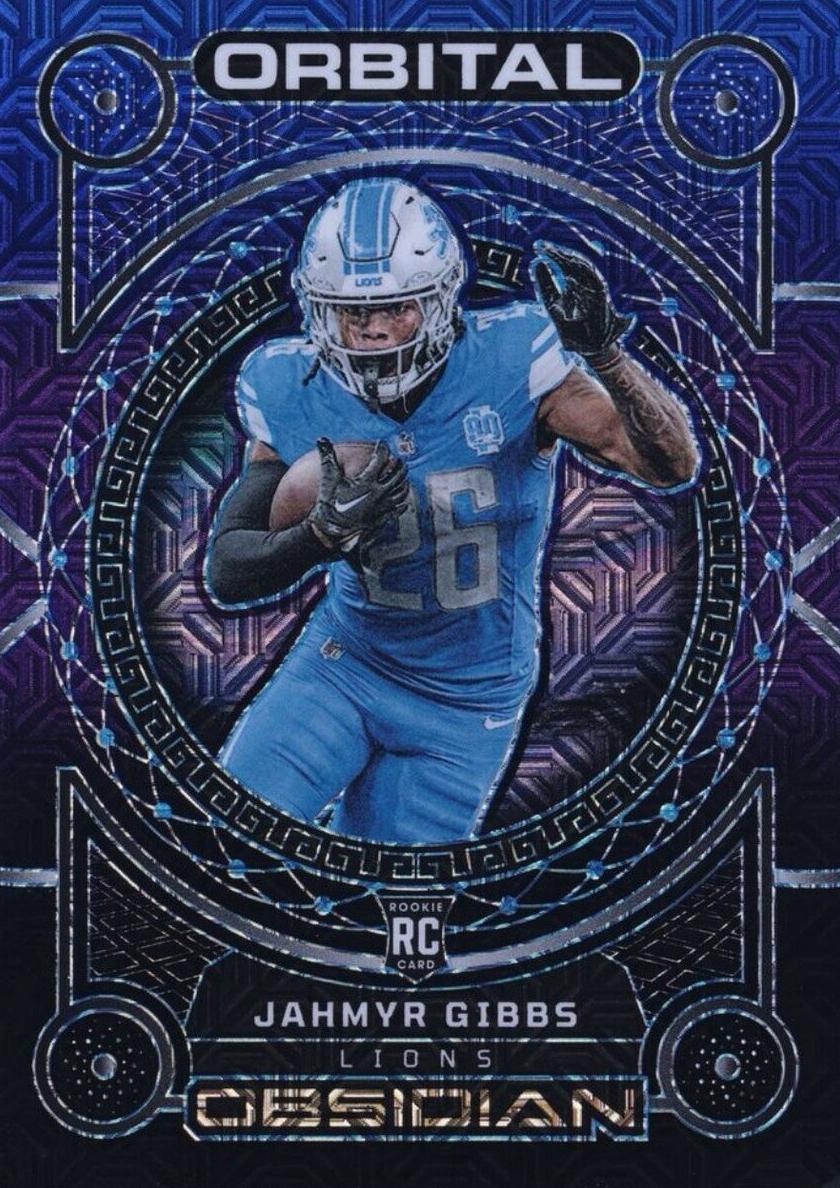 2023 Panini Obsidian Football Electric Etch Deep Sea Mojo Jahmyr Gibbs #7