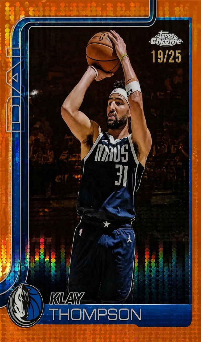 2025 Topps Chrome Basketball Pulsar Orange Refractor Klay Thompson #42