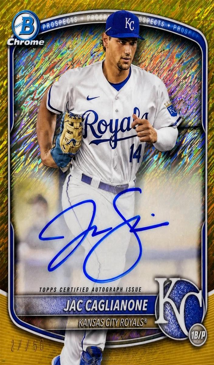 2025 Bowman Chrome Prospects Baseball Gold Shimmer Jac Caglianone #CPA-JCA PSA 10