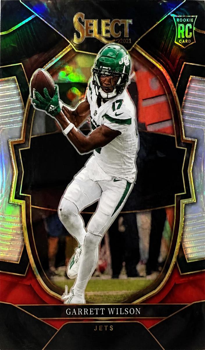 2022 Panini Select Football Black and Red Prizm Die-Cut Garrett Wilson #88 PSA 8