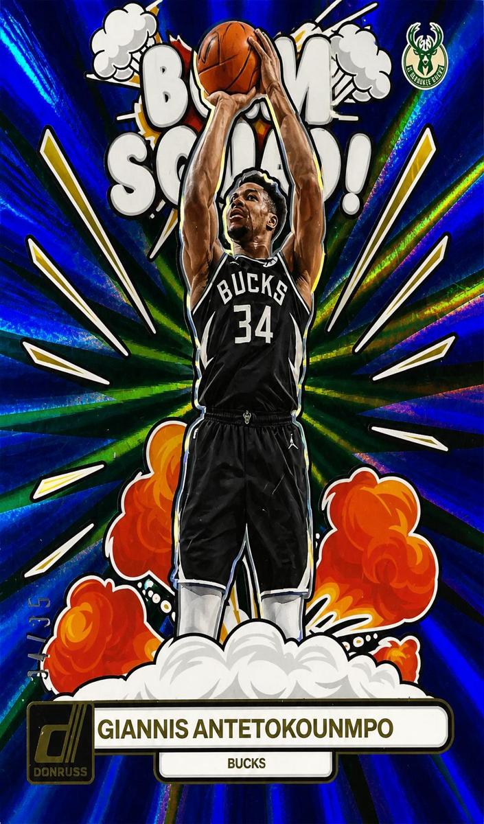 2023 Panini Donruss Basketball Holo Blue and Green Laser Giannis Antetokounmpo #15
