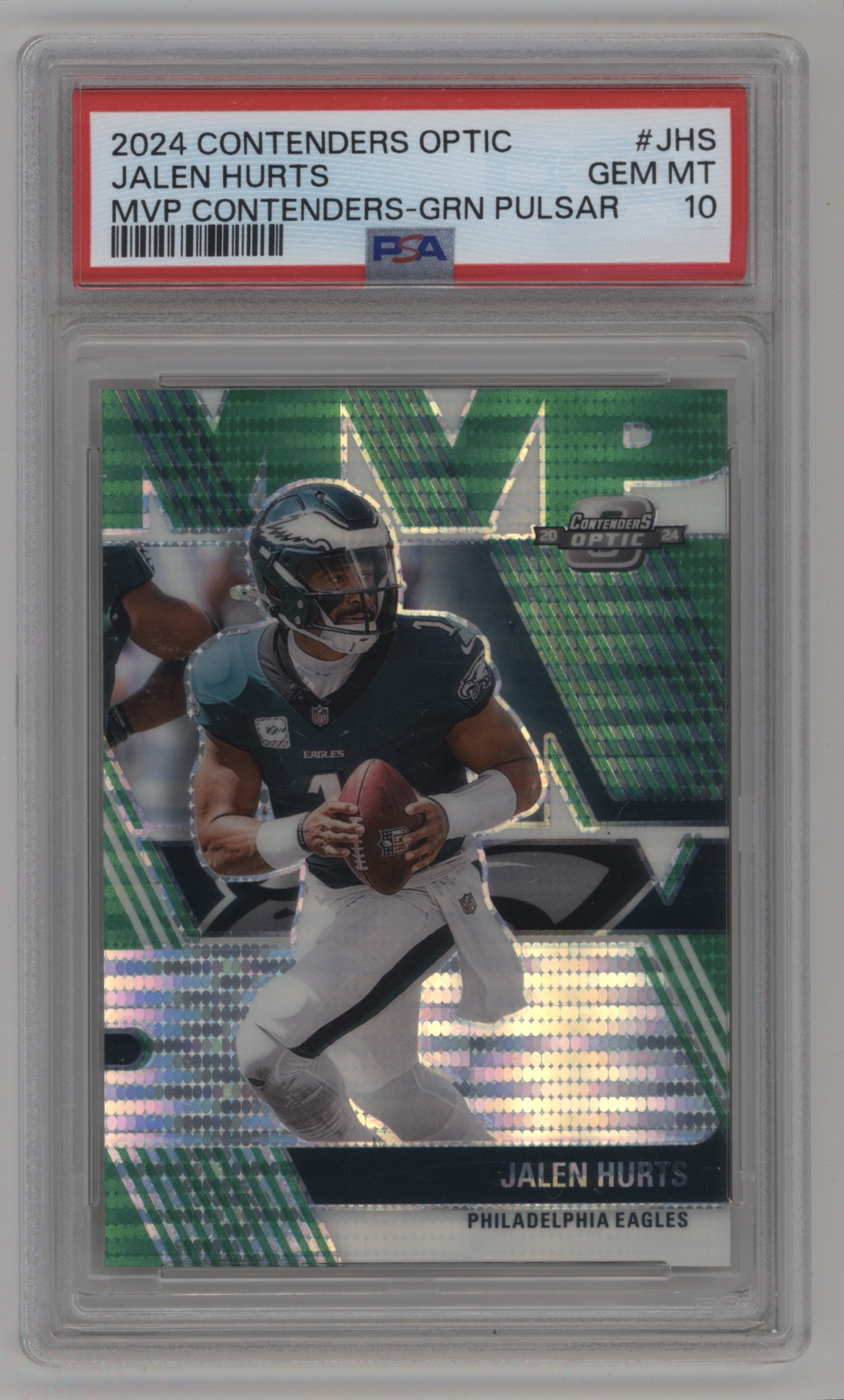 2024 Panini Contenders Optic Football Green Pulsar Jalen Hurts #MVP-JHS
