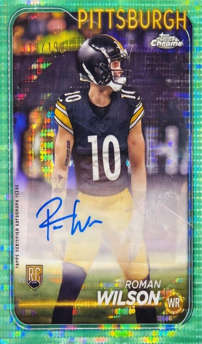 2024 Topps Chrome Football Aqua Refractor Roman Wilson #RA-RWI PSA 10
