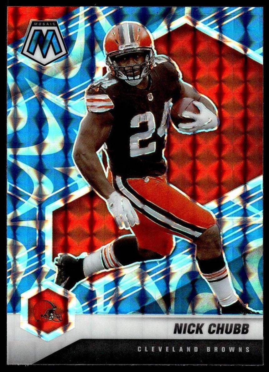 2021 Panini Mosaic Football Blue Reactive Nick Chubb #53