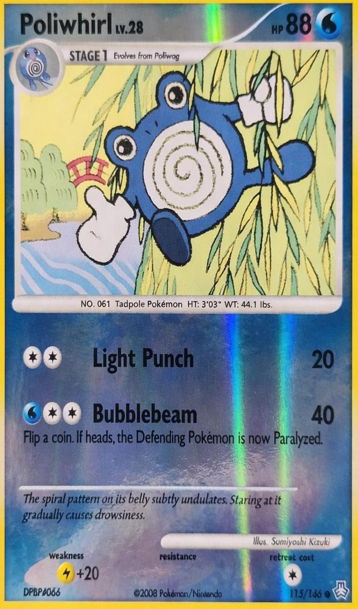 2008 Pokemon Diamond & Pearl Legends Awakened Reverse Holo Poliwhirl #115 CGC 9