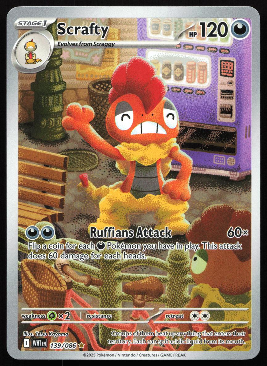 2025 Pokemon Scarlet & Violet White Flare Scrafty #139 CGC 9