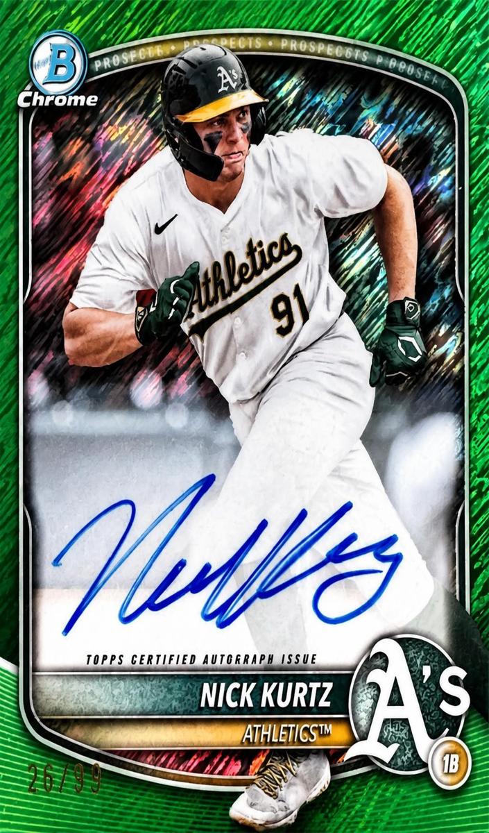 2025 Bowman Chrome Prospects Baseball Green Shimmer Nick Kurtz #CPA-NK