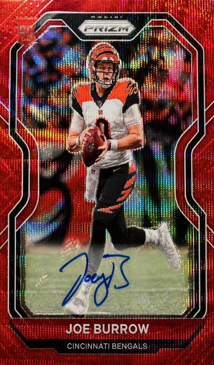 2020 Panini Prizm Football Red Wave Prizm Joe Burrow #307 PSA 9