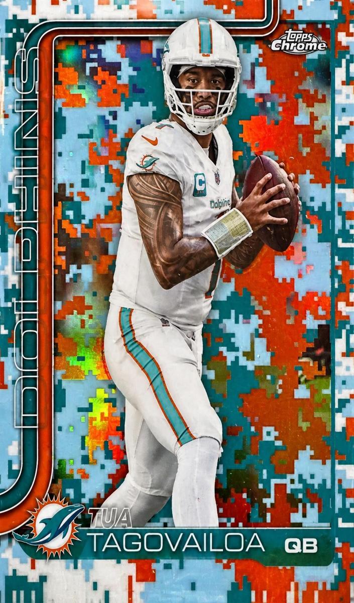 2025 Topps Chrome Football Team Camo Variation Tua Tagovailoa #187