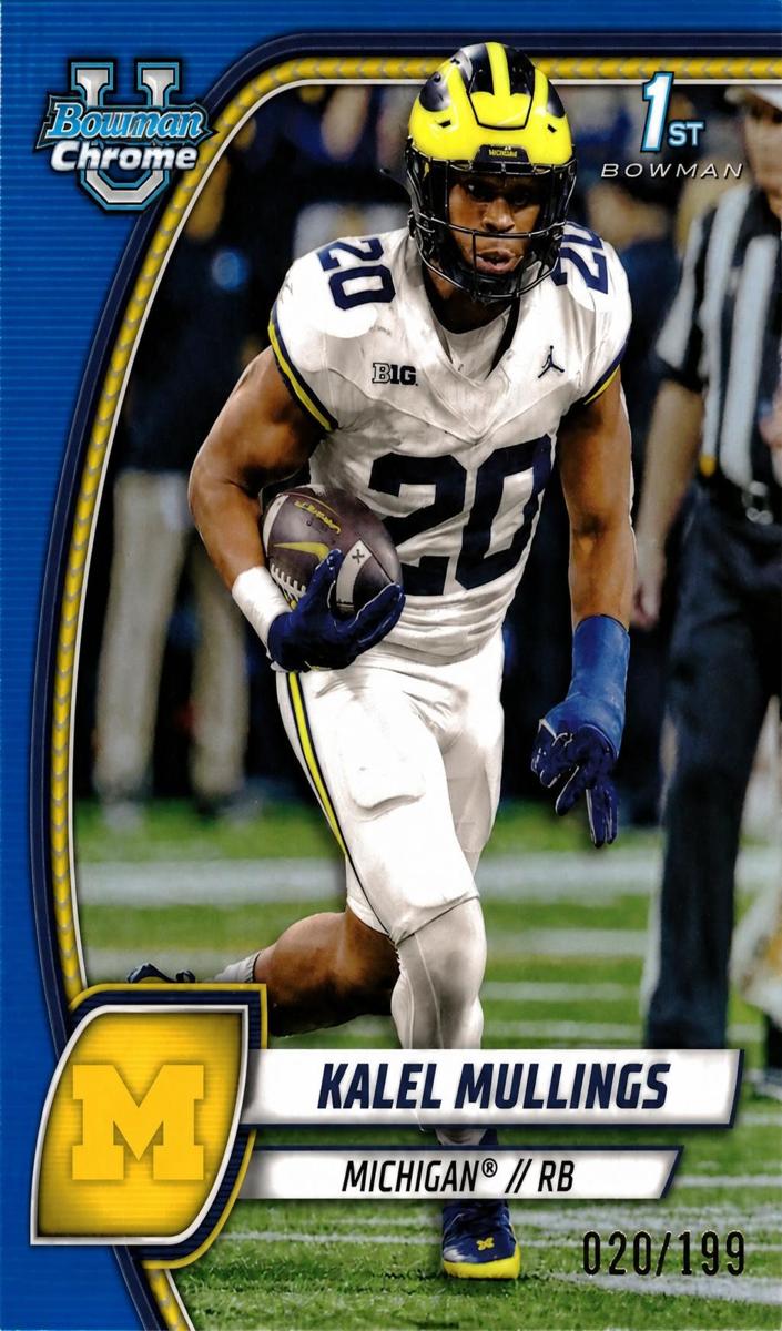 2024 Bowman Chrome University Football Blue Refractor Kalel Mullings #106