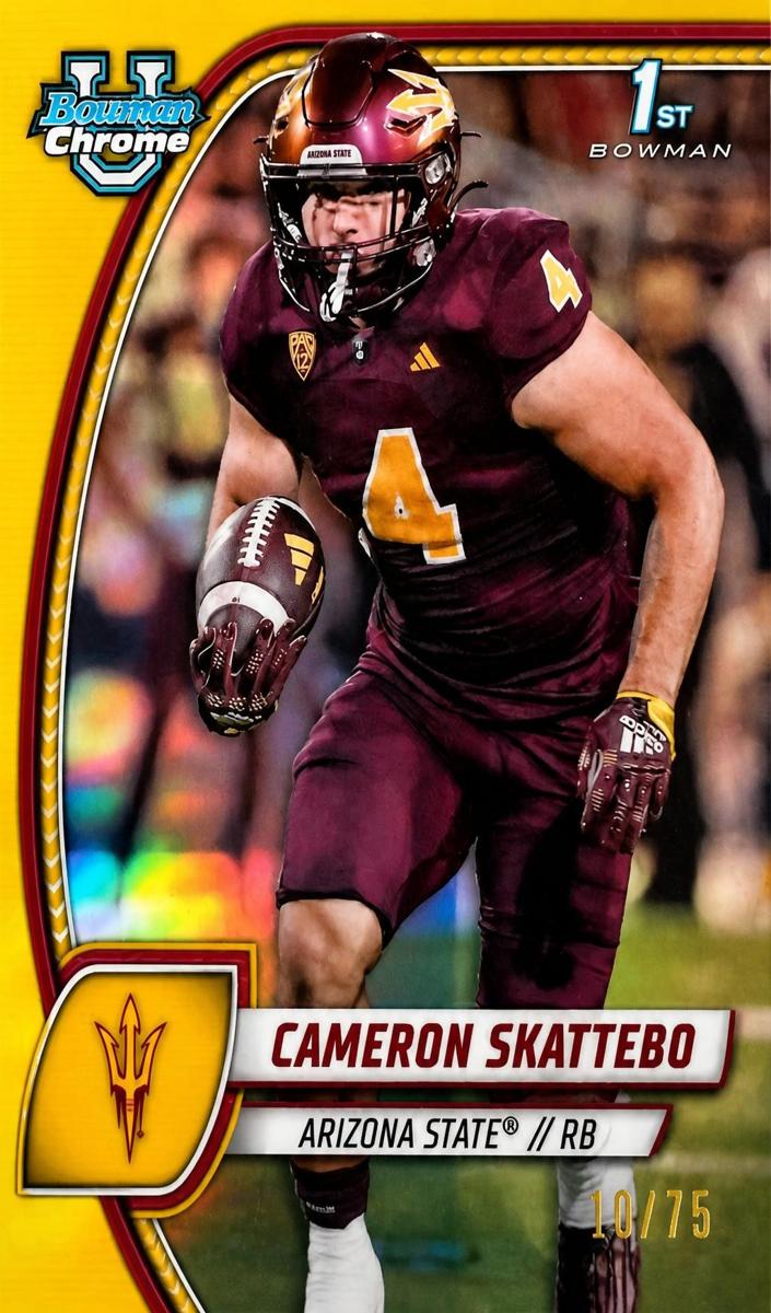 2024 Bowman Chrome University Football Gold Refractor Cameron Skattebo #37