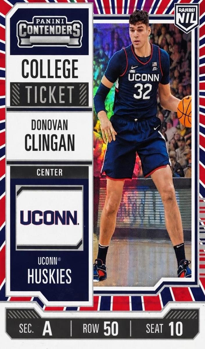 2024 Panini NIL University of Connecticut Basketball Red White and Blue Donovan Clingan #33