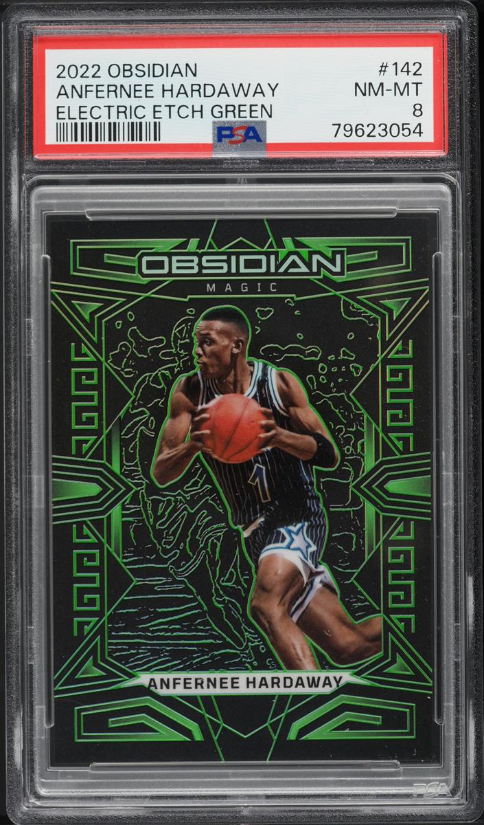 2022 Panini Obsidian Basketball Electric Etch Green Anfernee Hardaway #142 PSA 8