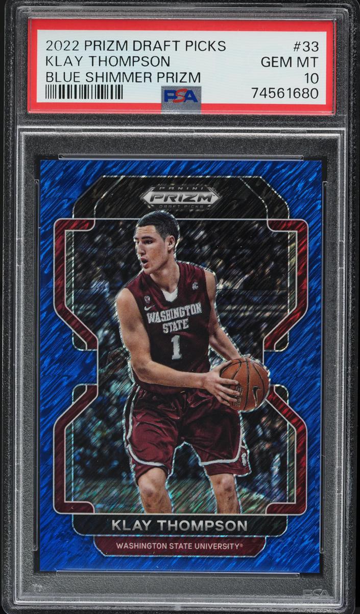2022 Panini Prizm Draft Picks Basketball Blue Shimmer Klay Thompson #33 PSA 9