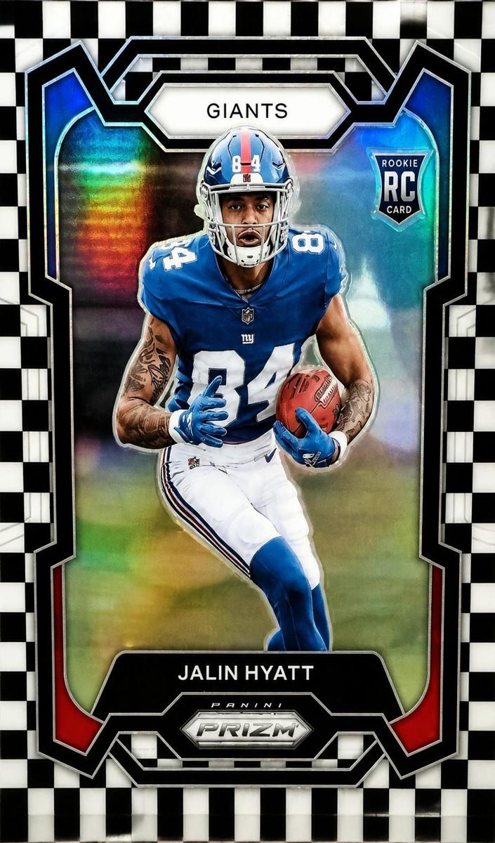 2023 Panini Prizm Football Black and White Checker Jalin Hyatt #378 PSA 10