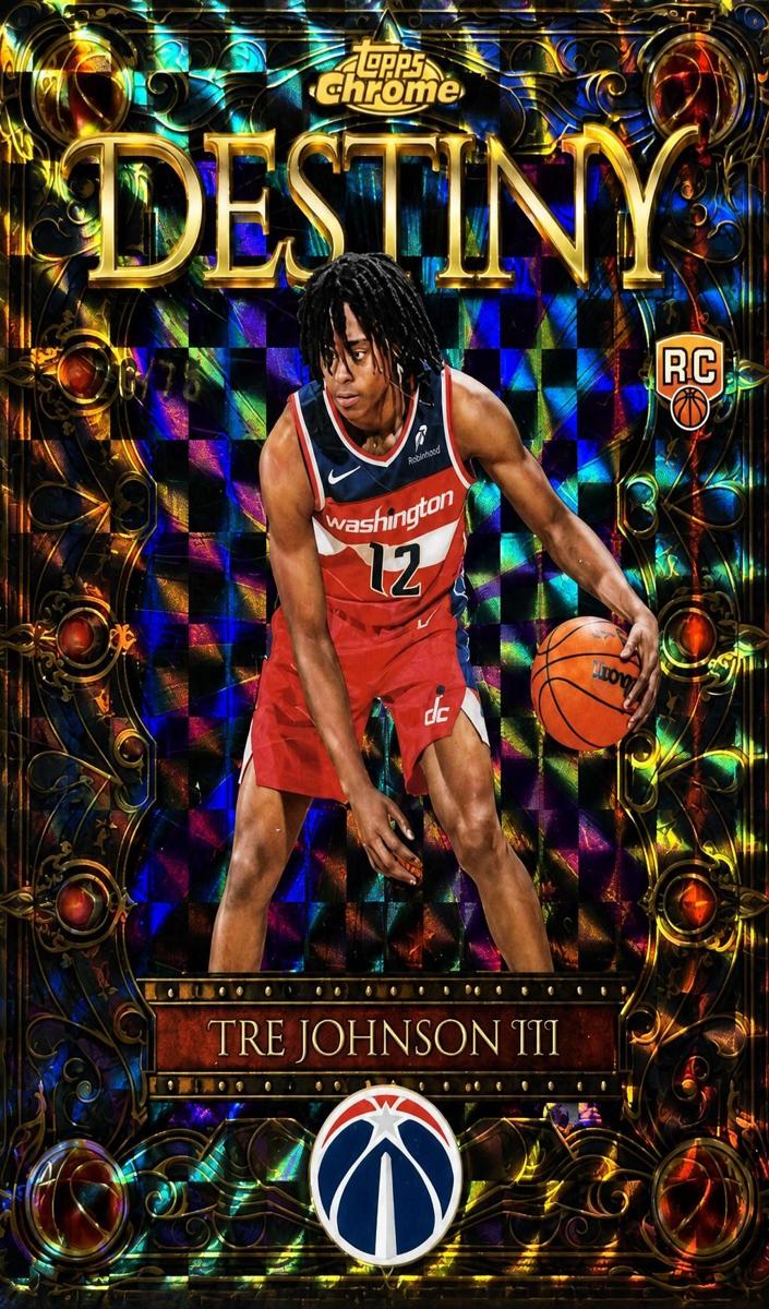 2025 Topps Chrome Basketball Geometric Purple Refractor Tre Johnson III #D-6 PSA 9