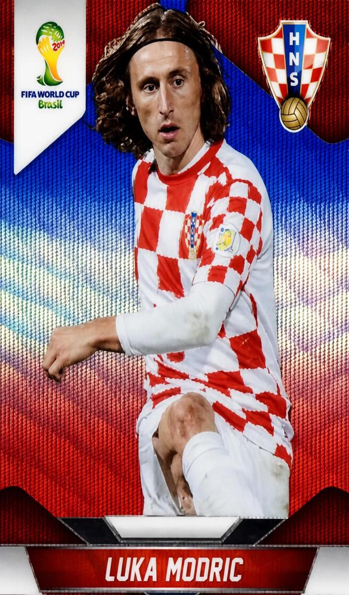 2014 Panini Prizm World Cup Soccer Blue and Red Wave Luka Modric #118