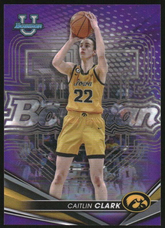 2022 Bowman Best University Basketball Purple Refractor Caitlin Clark #50 PSA 9