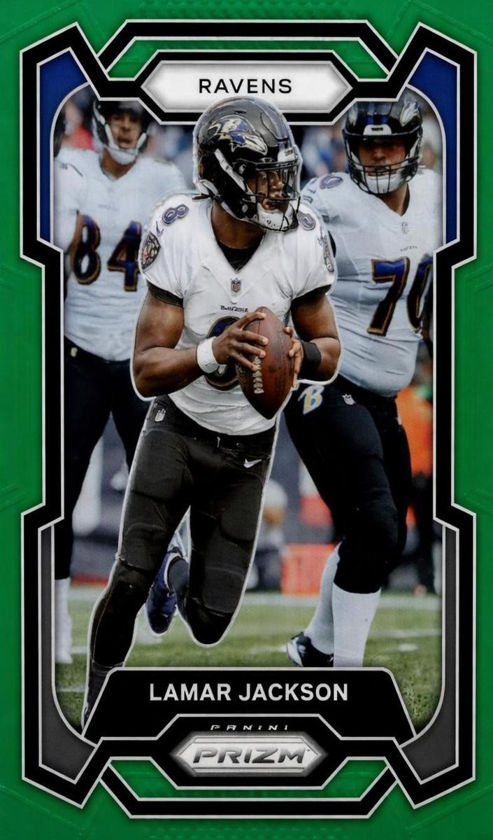 2023 Panini Prizm Football Green Lamar Jackson #18 PSA 9