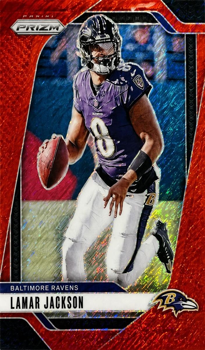 2024 Panini Prizm Football Red Shimmer Lamar Jackson #19 PSA 9