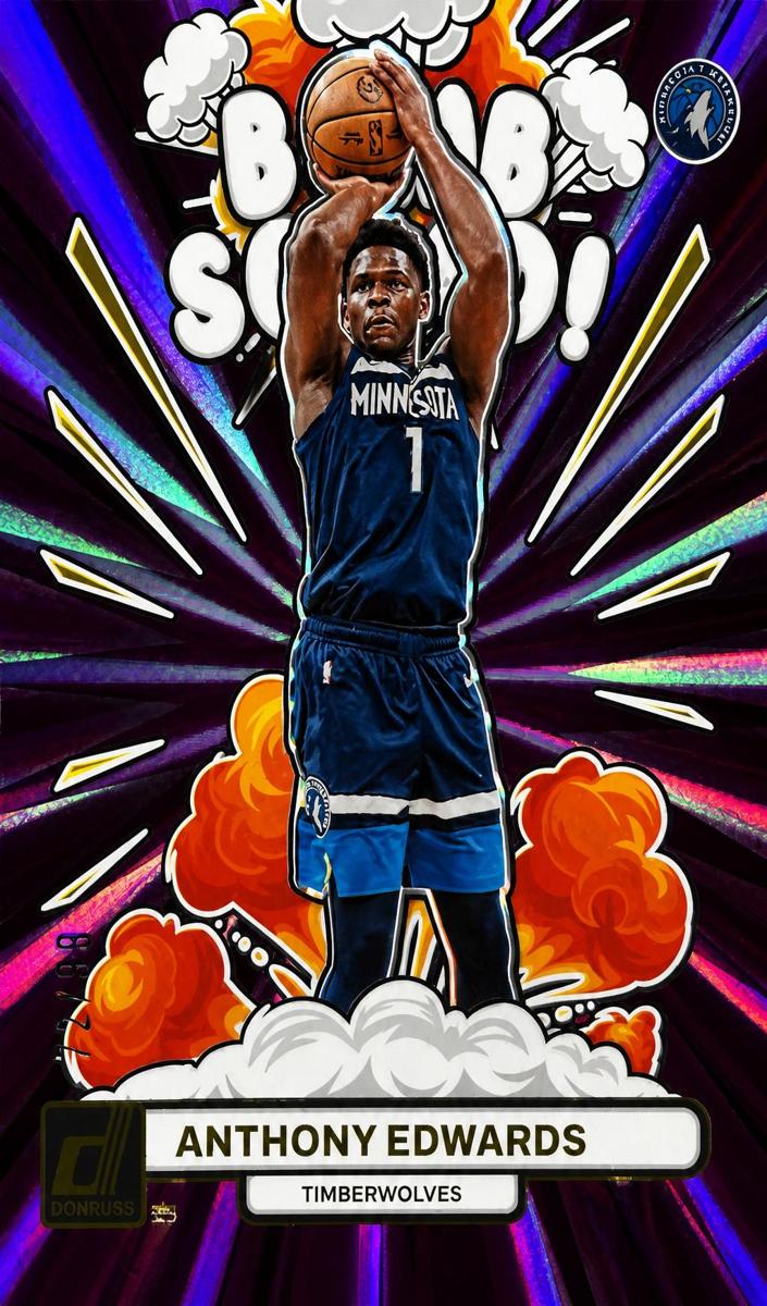 2023 Panini Donruss Basketball Holo Purple Laser Anthony Edwards #6