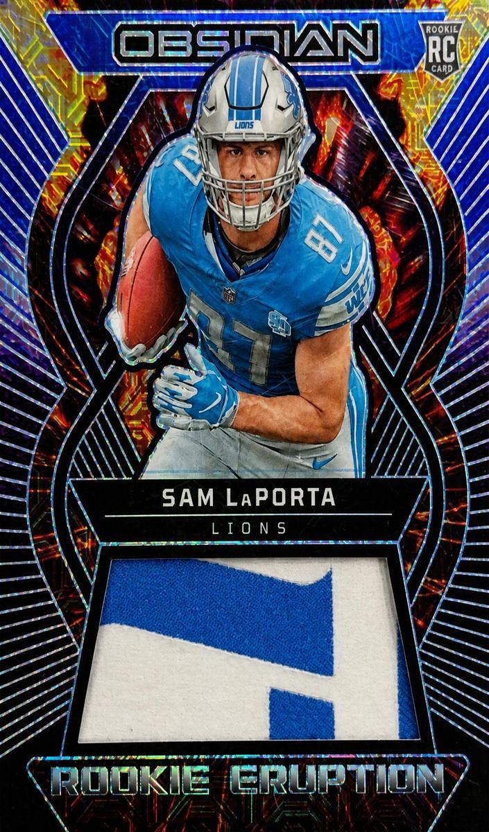2023 Panini Obsidian Football Electric Etch Deep Sea Mojo Sam LaPorta #REM-SLA