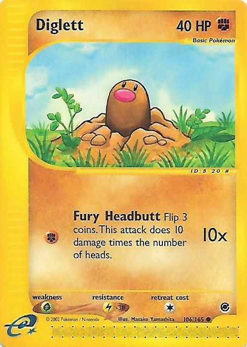 2002 Pokemon Expedition Base Set Diglett #106