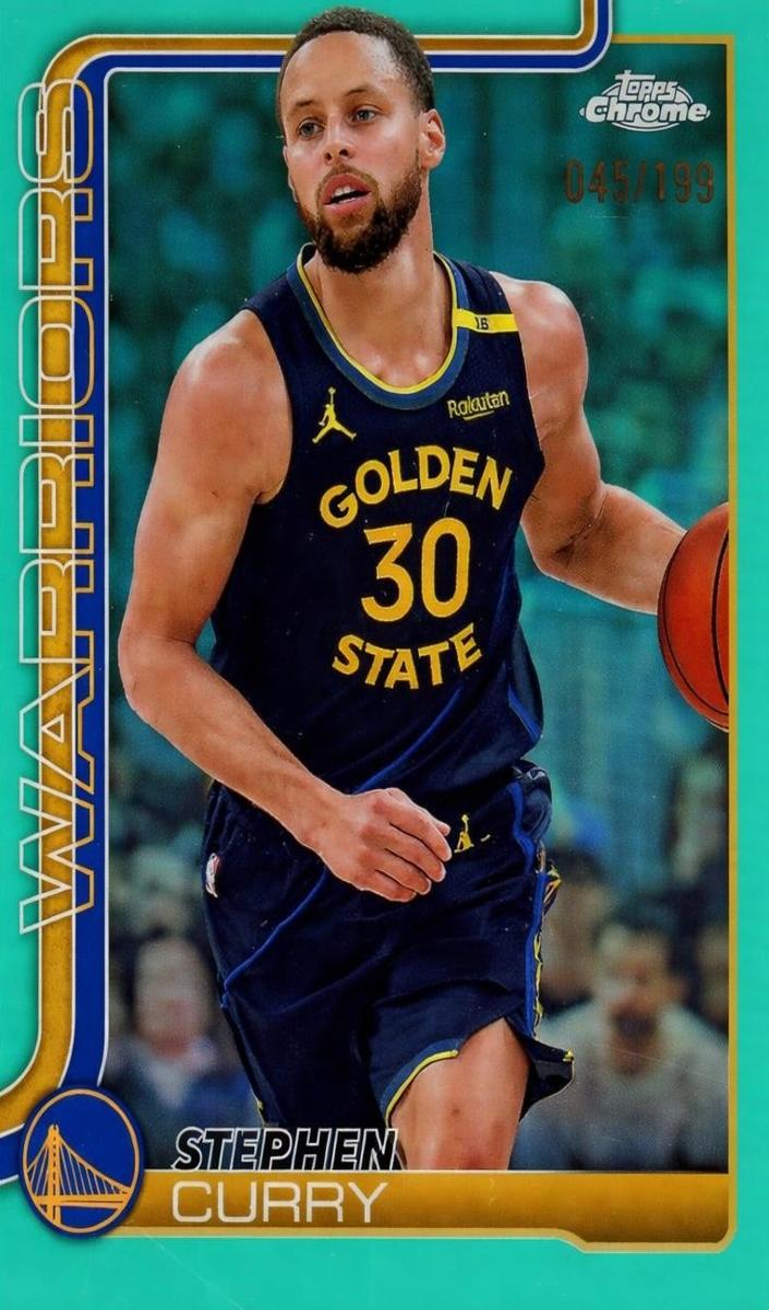 2025 Topps Chrome Basketball Aqua Refractor Stephen Curry #201