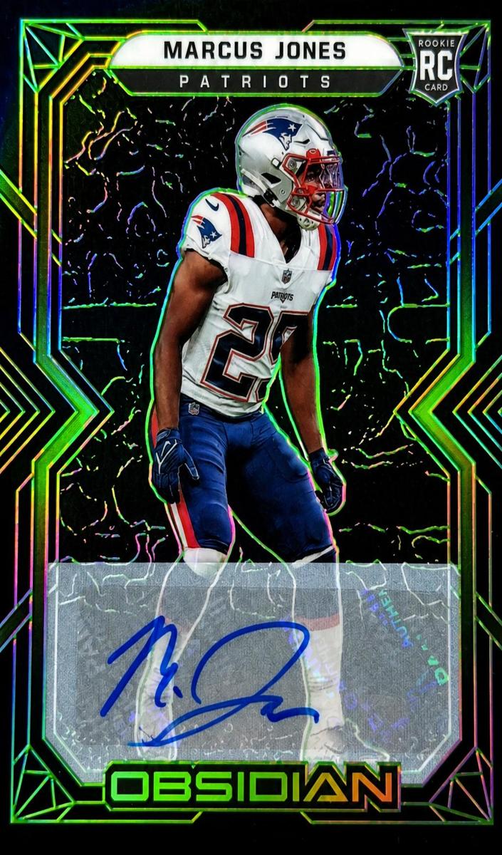 2022 Panini Obsidian Football Electric Etch Green Marcus Jones #193