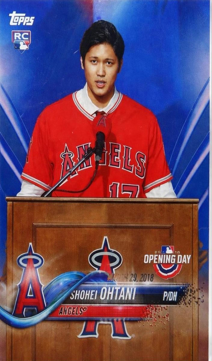 2018 Topps Opening Day Baseball Blue Foil Shohei Ohtani #200