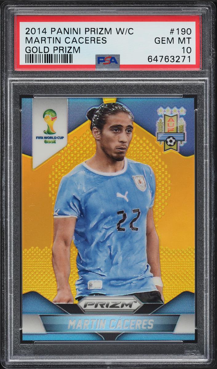 2014 Panini Prizm World Cup Soccer Gold Martin Caceres #190 PSA 10