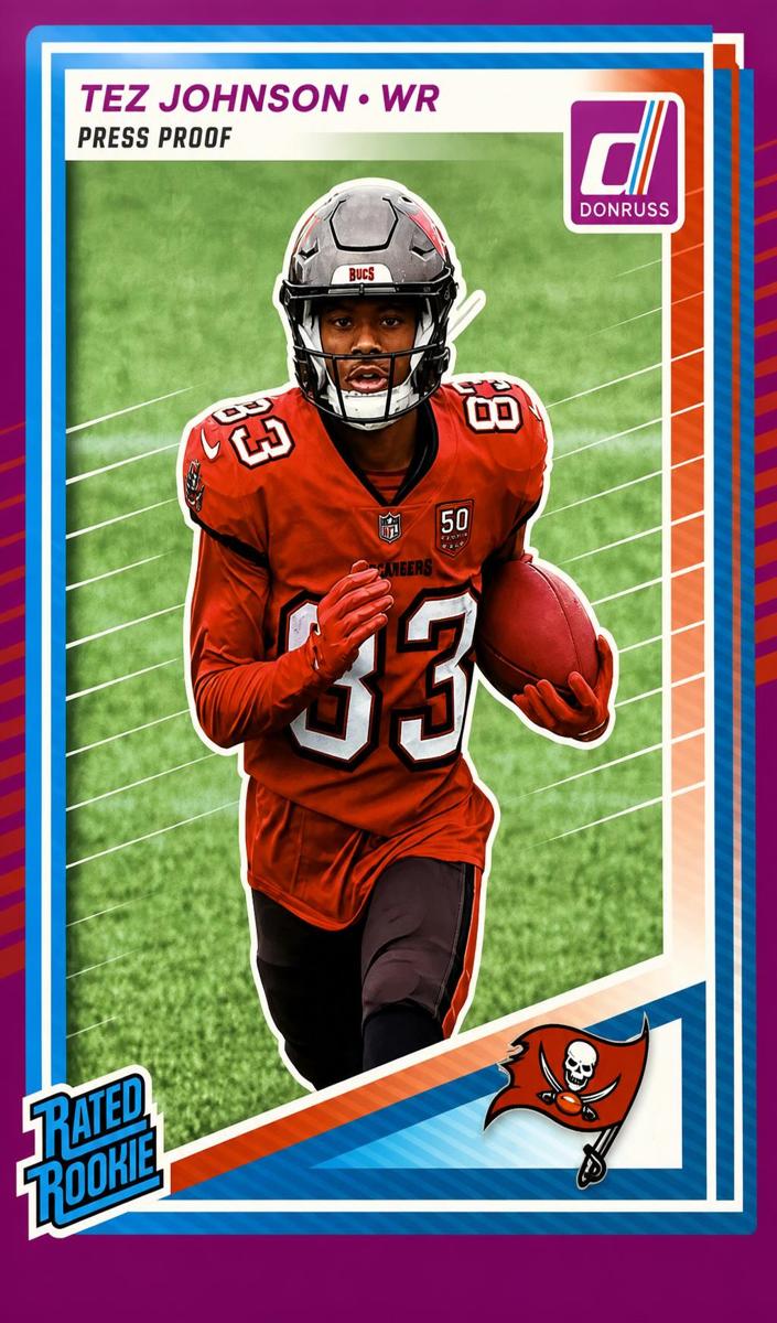 2025 Panini Donruss Football Press Proof Purple Tez Johnson #313