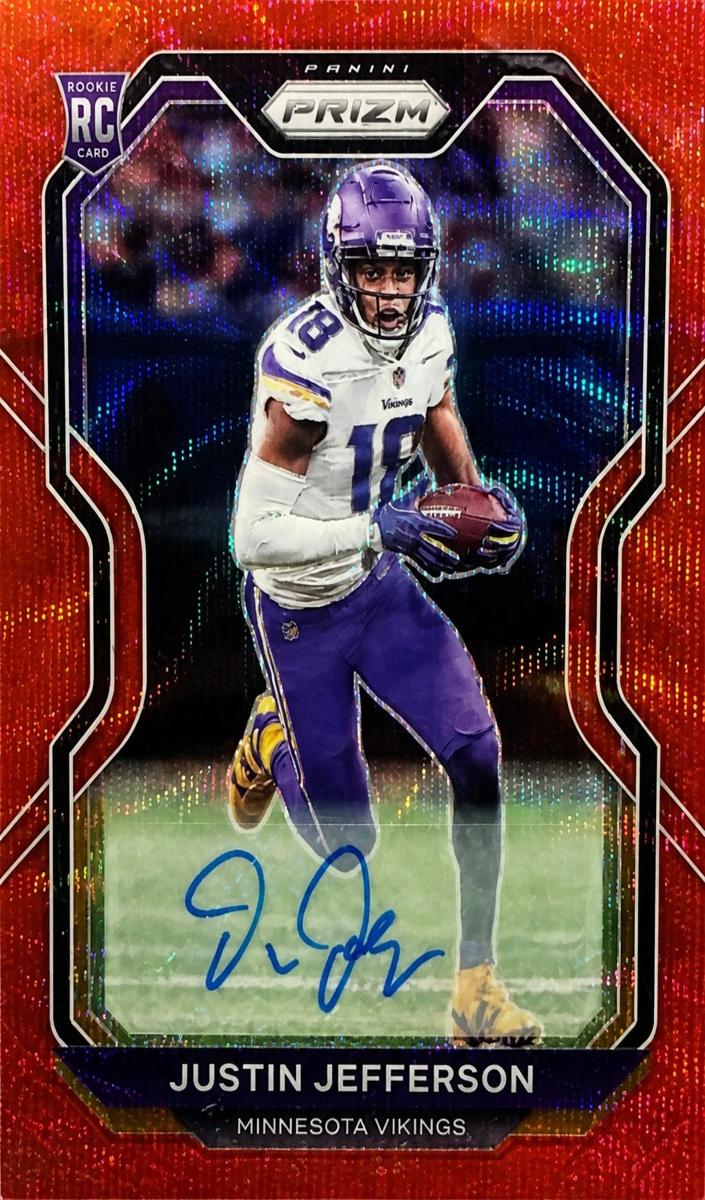 2020 Panini Prizm Football Red Wave Prizm Justin Jefferson #398 PSA 9