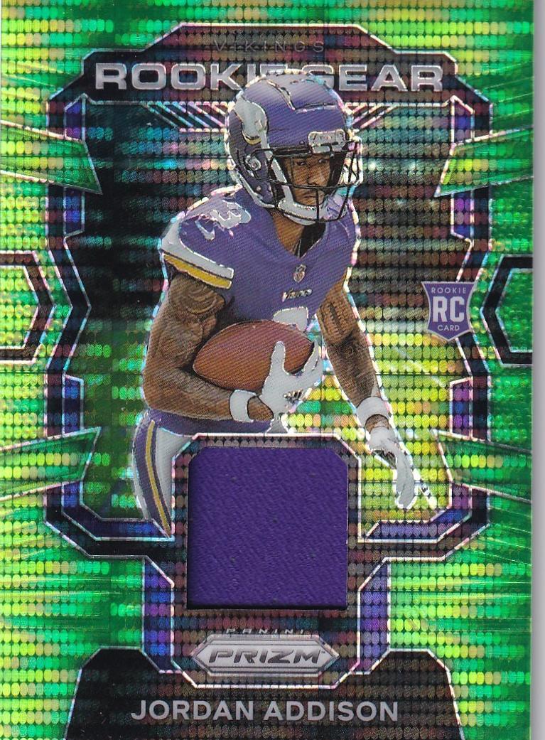 2023 Panini Prizm Football Neon Green Pulsar Jordan Addison #RG-JA