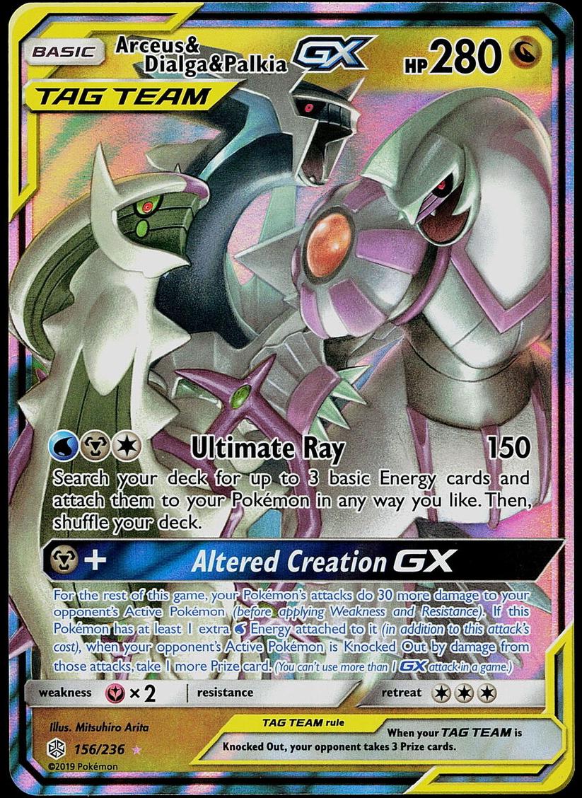 2019 Pokemon Sun & Moon Cosmic Eclipse Arceus & Dialga & Palkia #156 RAW Ungraded